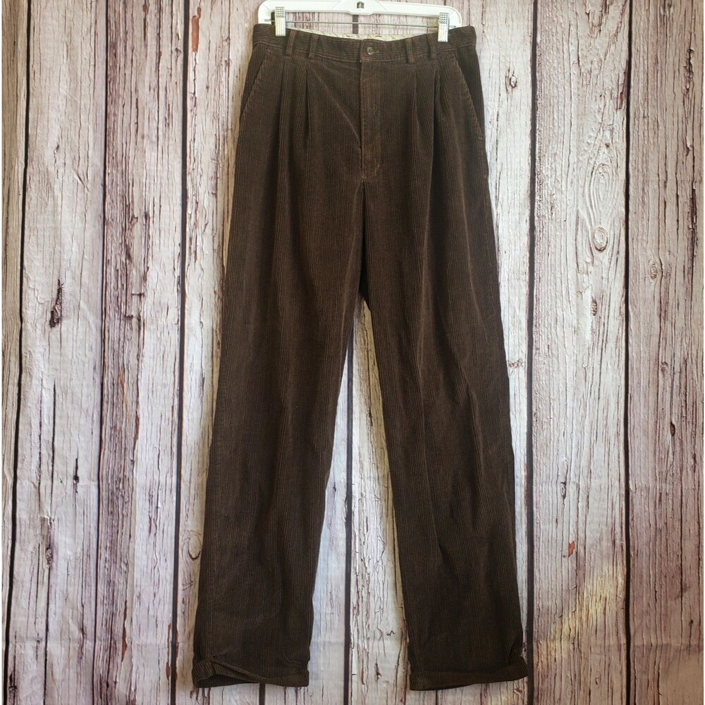 Vintage 80s - 90s Dockers Corduroy Pants 31 x 33 Tall Brown Cotton Mens Pleated